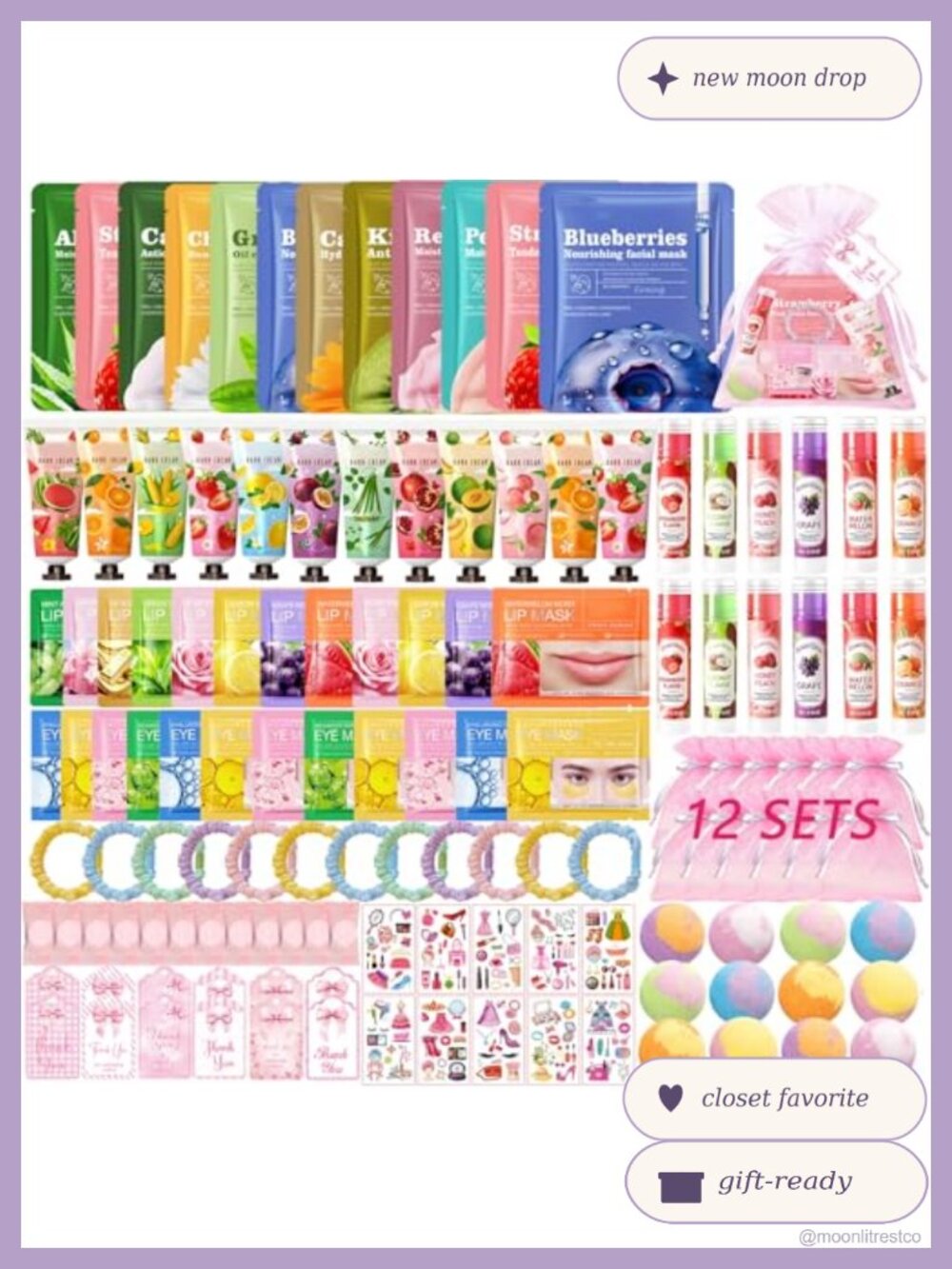 132 Pcs Spa Party Favors for Girls Sleepover Birthday Kit